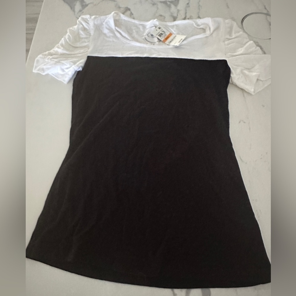 INC international concepts Chic Black and White Colorblock Shirt NWT size small
